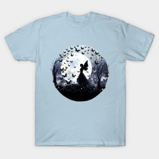 Butterfly Silhouette Over Moon T-Shirt